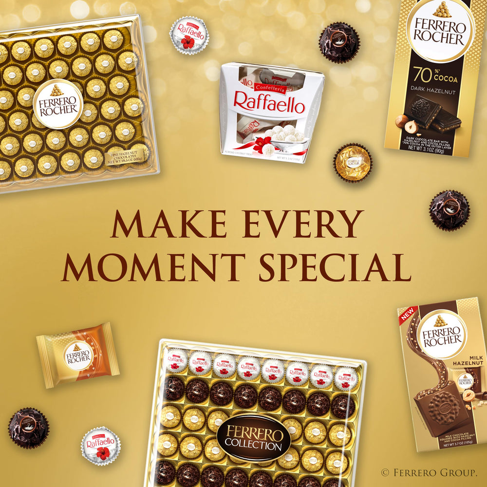 Ferrero Rocher 12-count gift box offers premium chocolate experience.