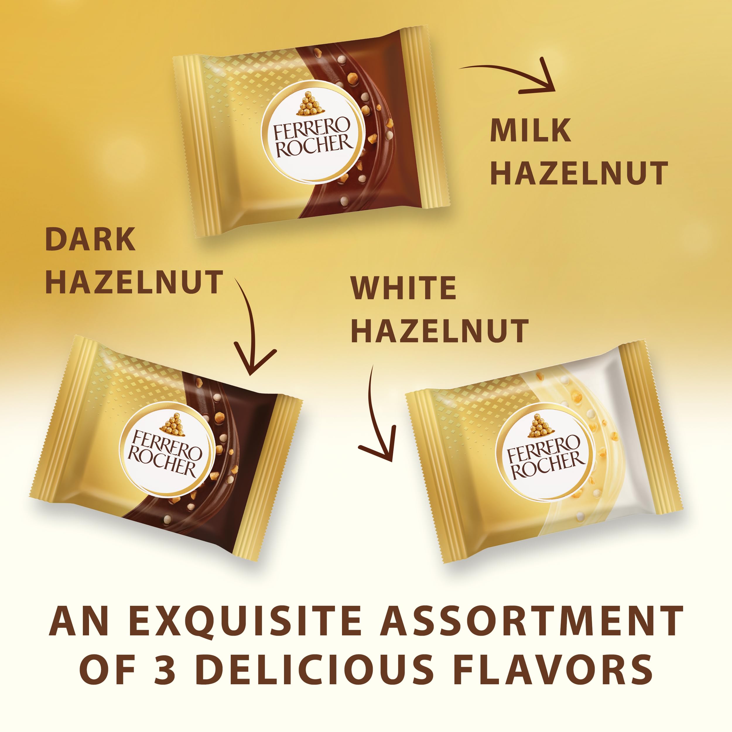 Ferrero Rocher creamy milk chocolate with hazelnuts, ideal as a gift