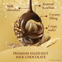 Ferrero Rocher crispy wafer layers embrace milk chocolate for a refined bite