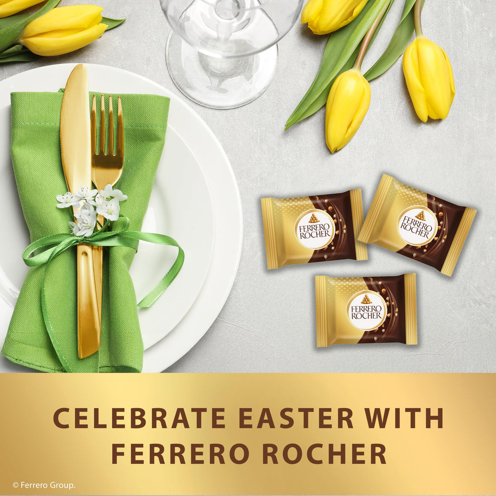 Gift-ready Ferrero Rocher packaging in a luxurious gold bag for celebrations.