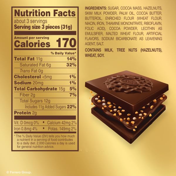 Ferrero Rocher gold stand-up bag with 10 individually wrapped chocolates, perfect for gifting.