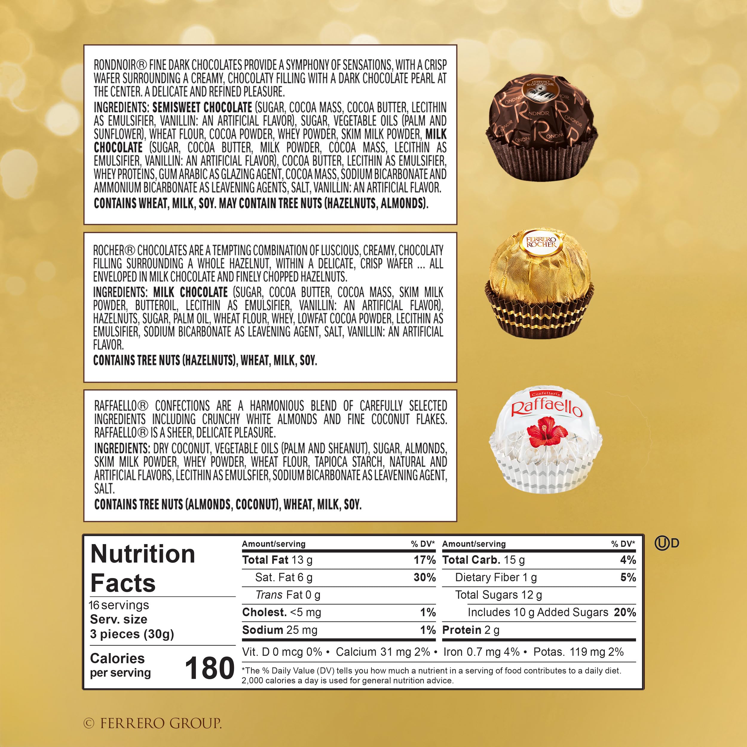 Ferrero Rocher hazelnut milk chocolate piece ideal for celebrations