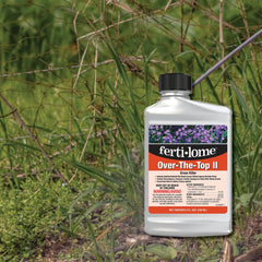 Closeup of the Fertilome grass killer label showing selective weed control