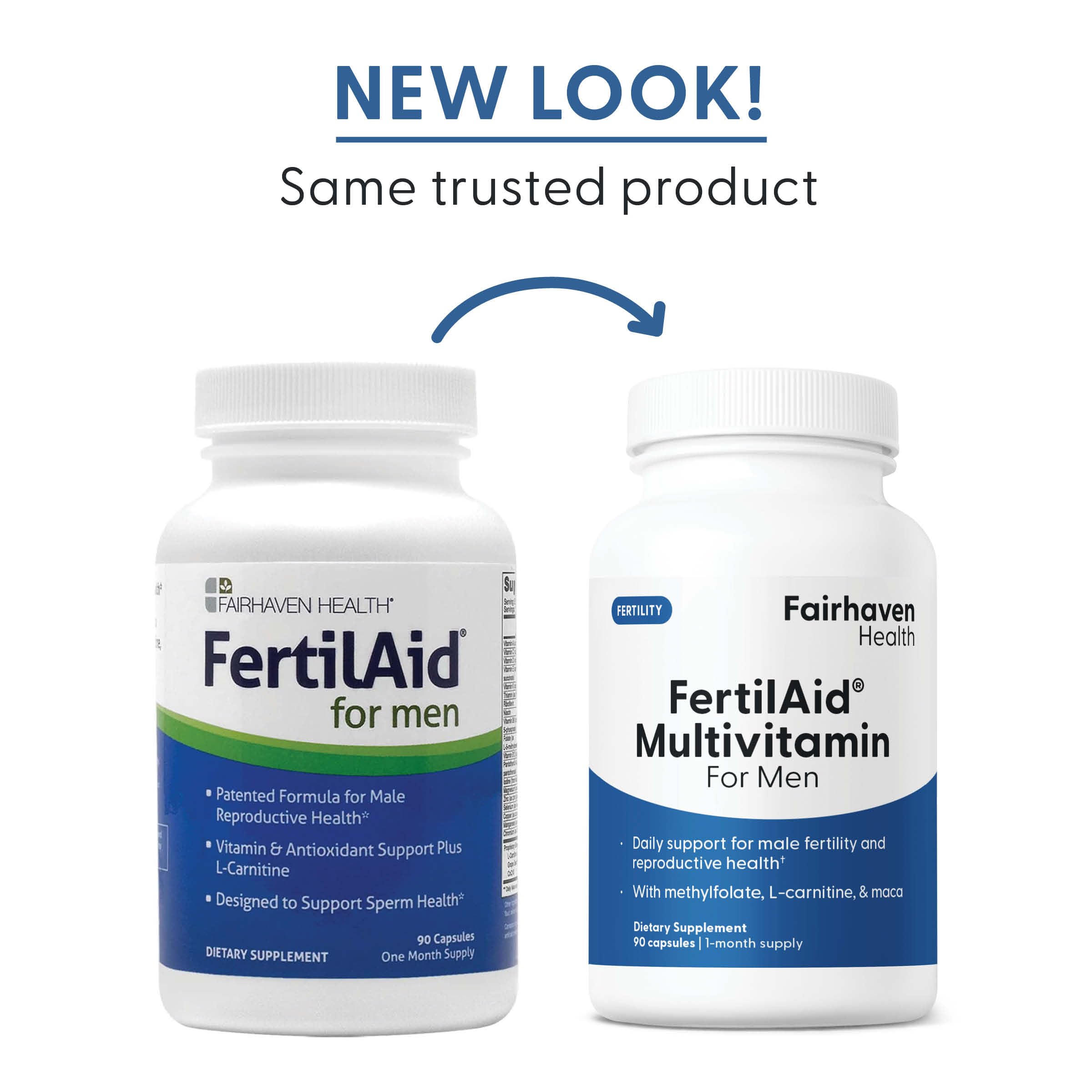 FertilAid for Men dosage card beside capsules for easy use
