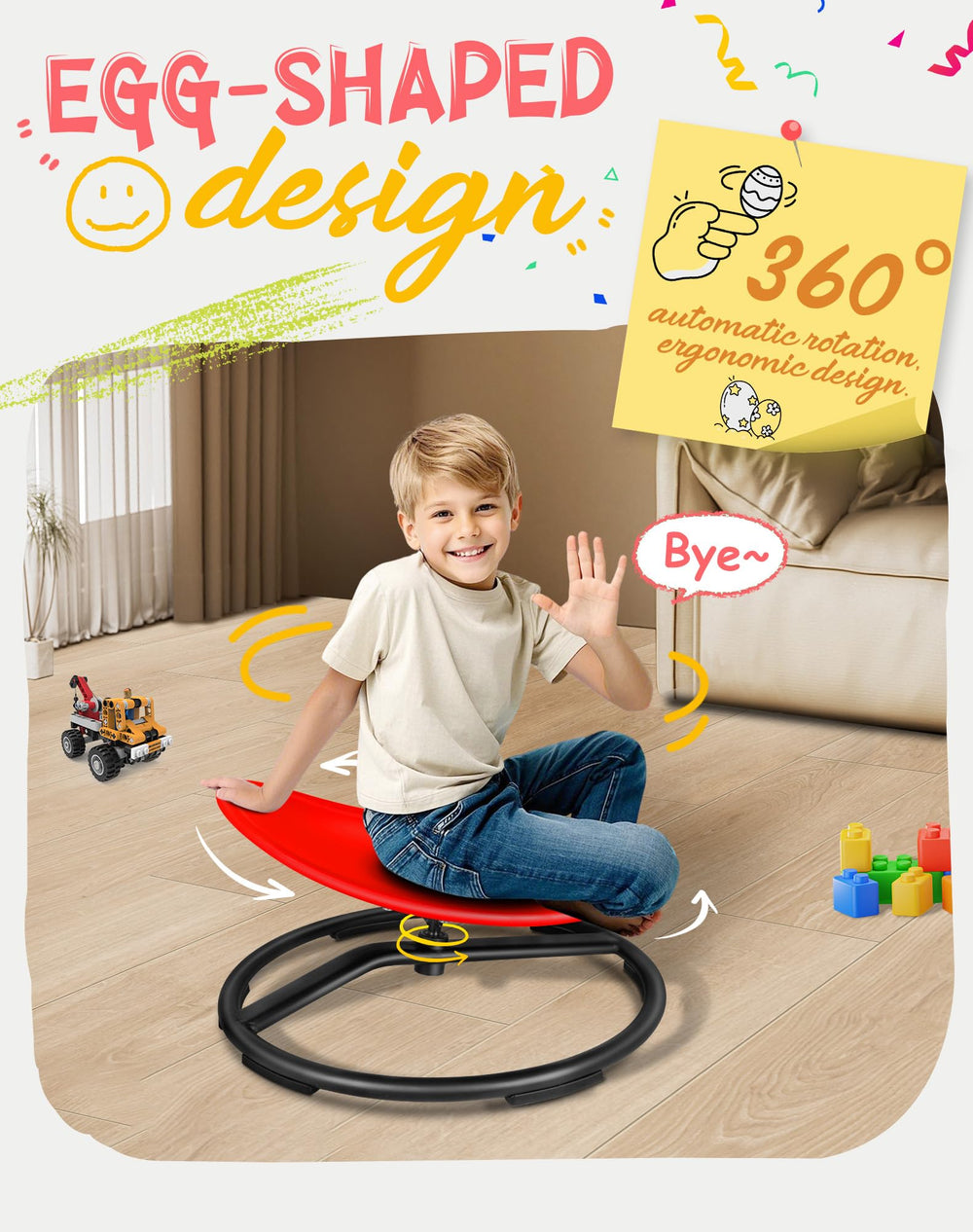 FERUERW spinning chair built with PP materials for durability