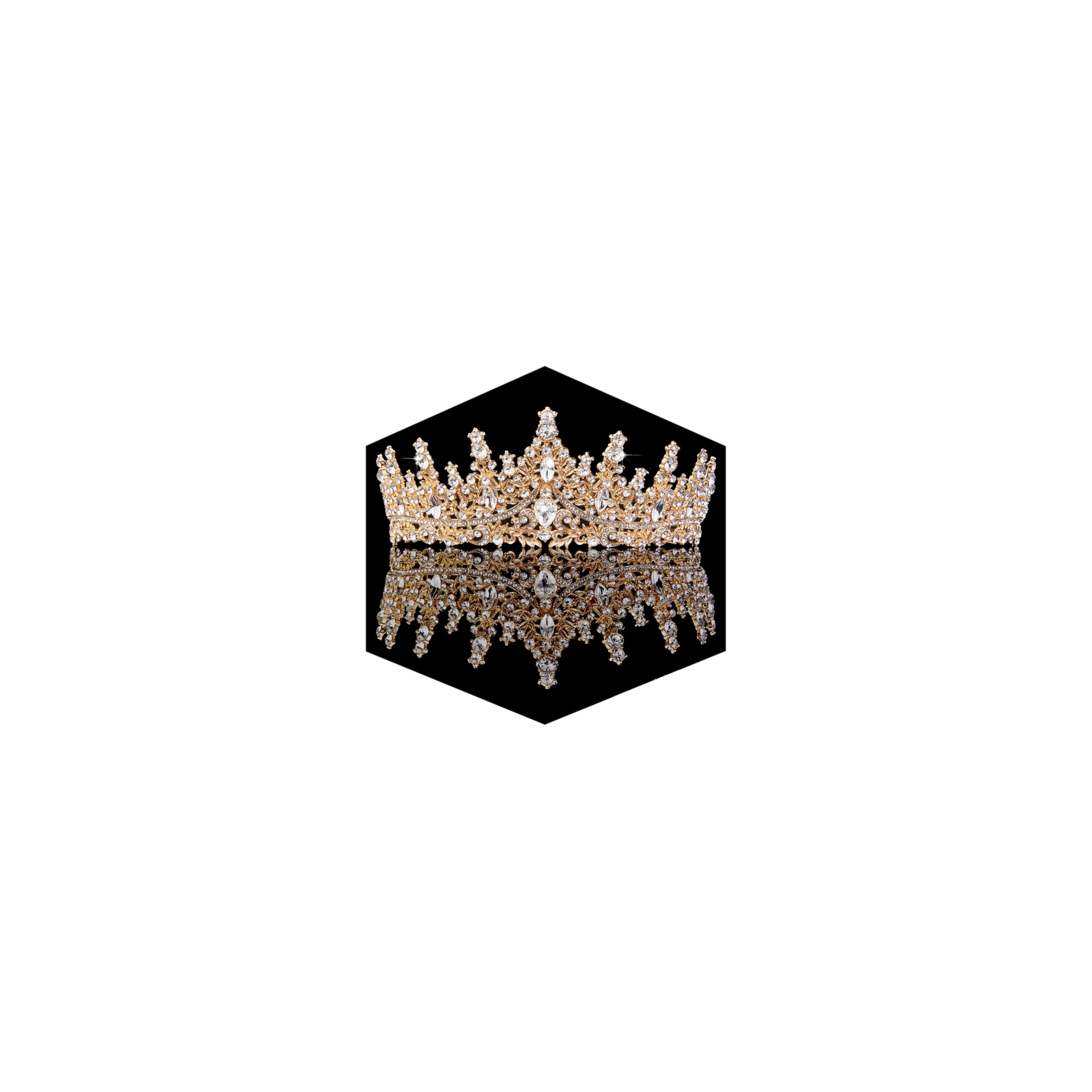 Fesciory gold crown for women with crystal tiara, ideal for elegant weddings.