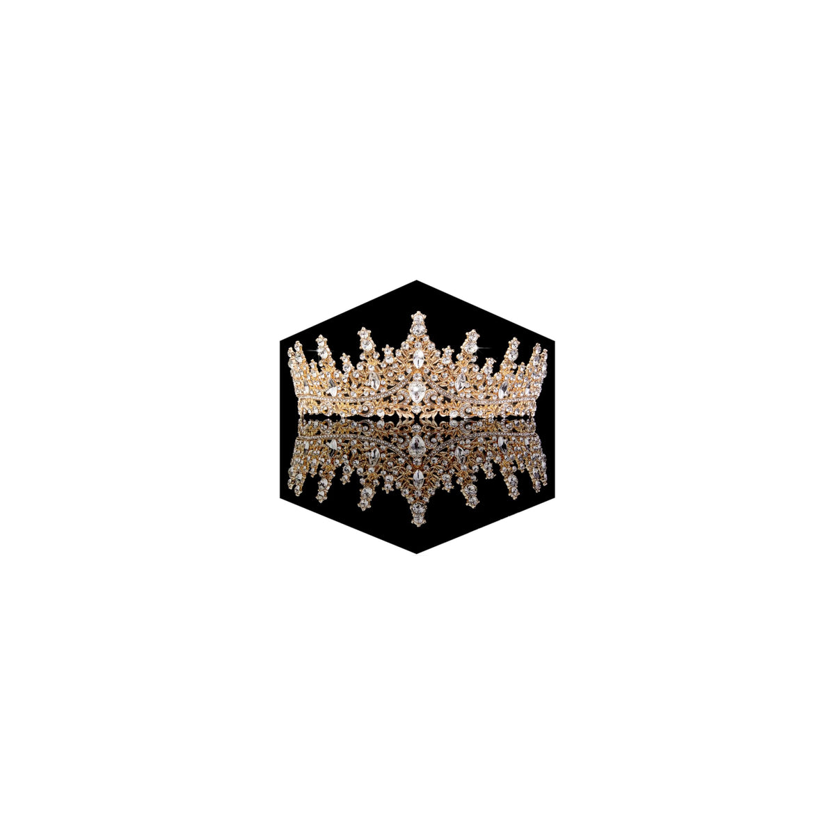 Fesciory gold crown for women with crystal tiara, ideal for elegant weddings.