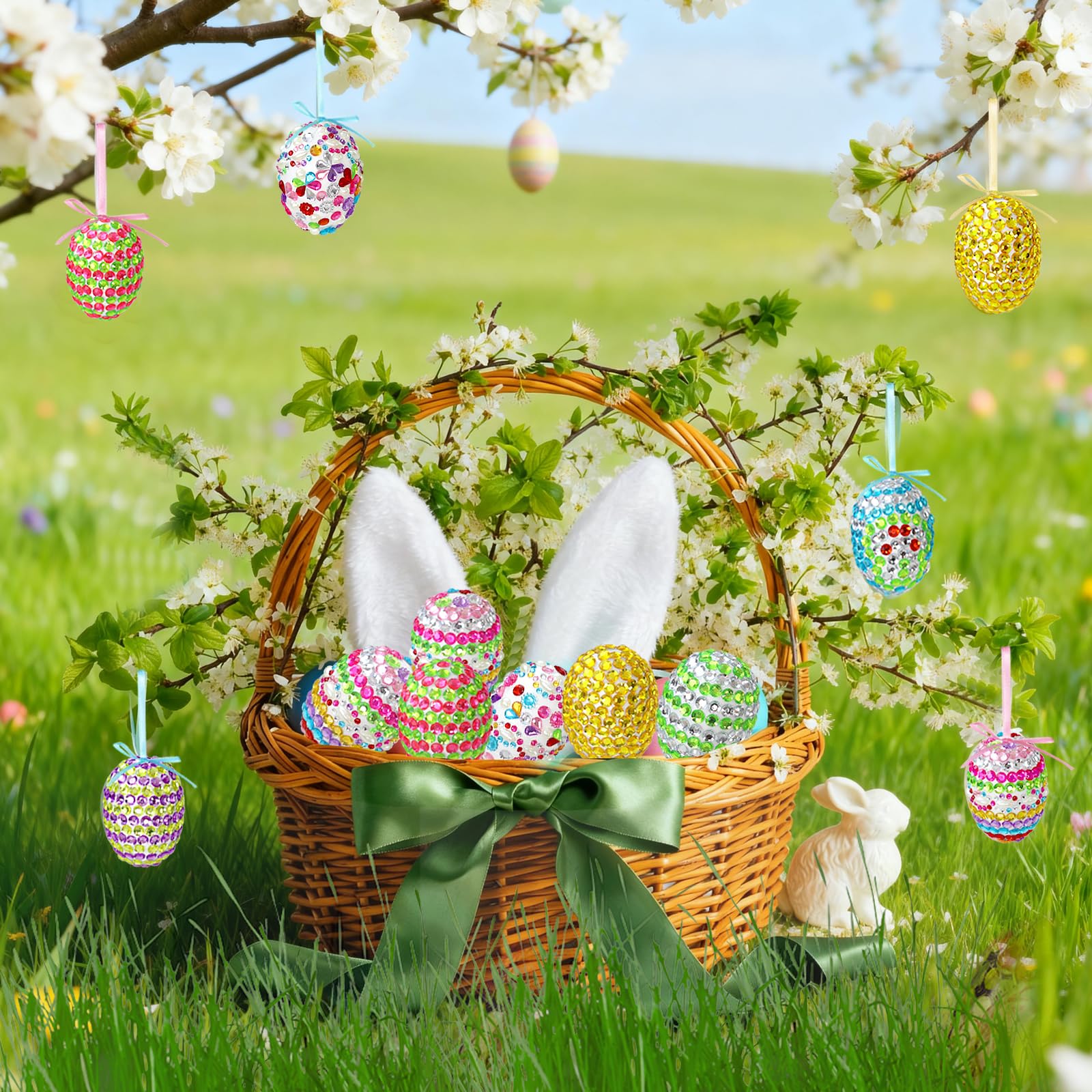 Fethwoin classroom craft activity featuring glitter eggs and gems.