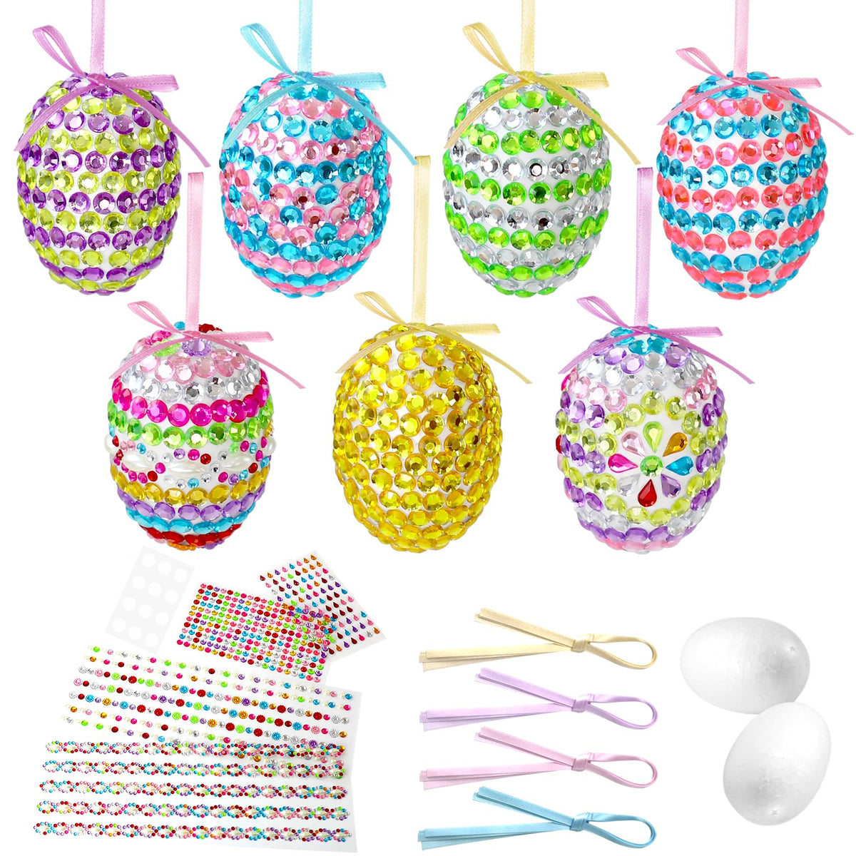Fethwoin Easter foam eggs ready for gem embellishments and décor ideas.