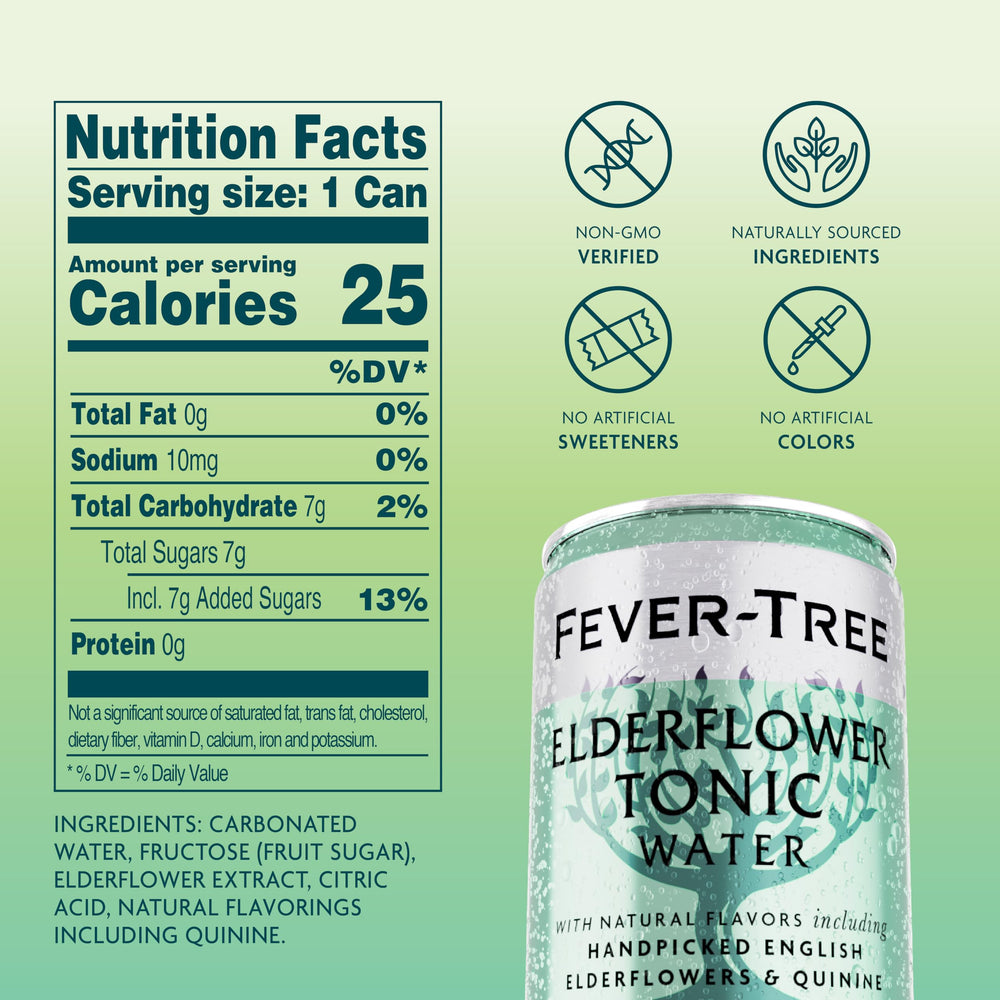 Fever Tree Elderflower Tonic Water being poured into a glass for refreshing mocktails