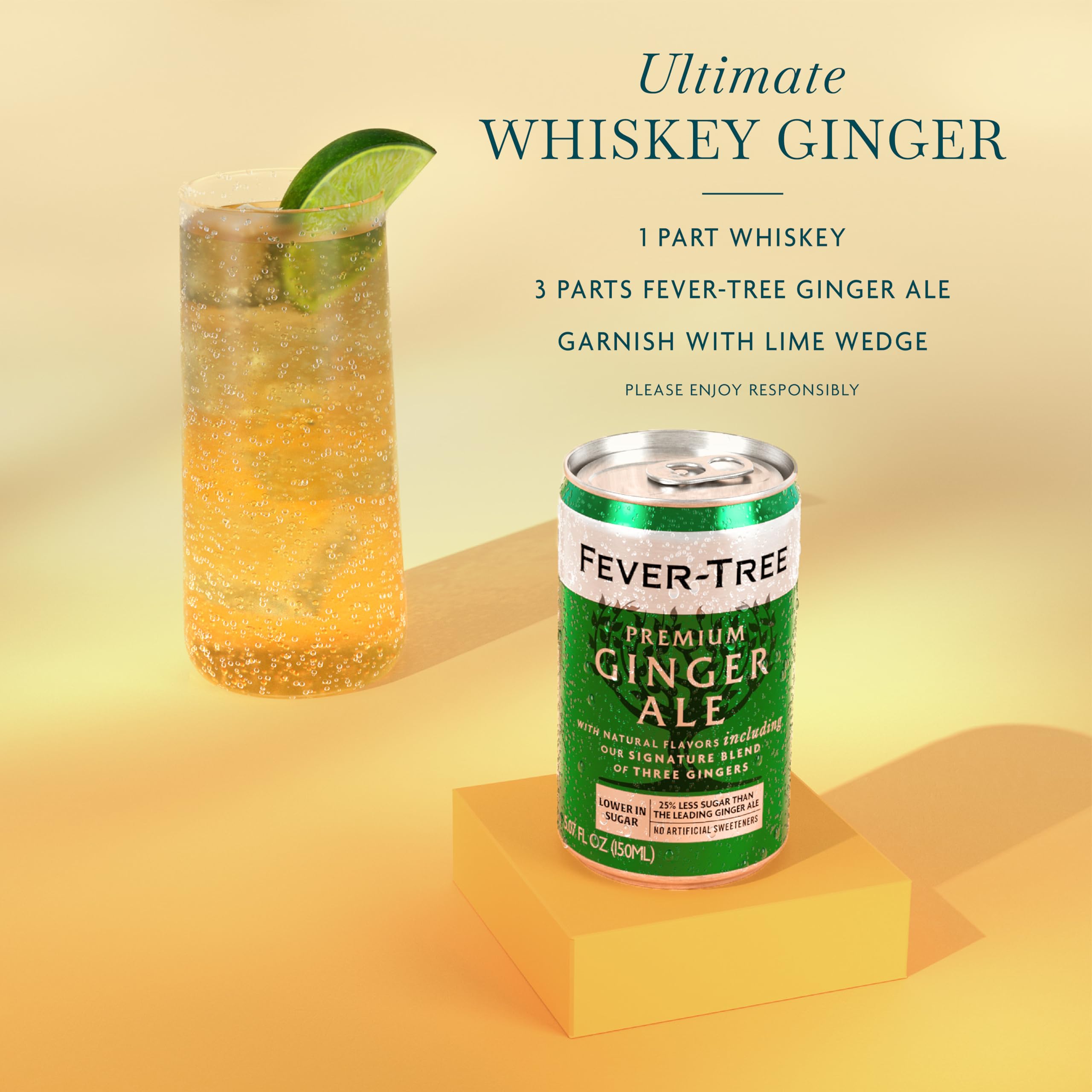 Fever-Tree Ginger Ale bottle and can showcasing premium packaging.