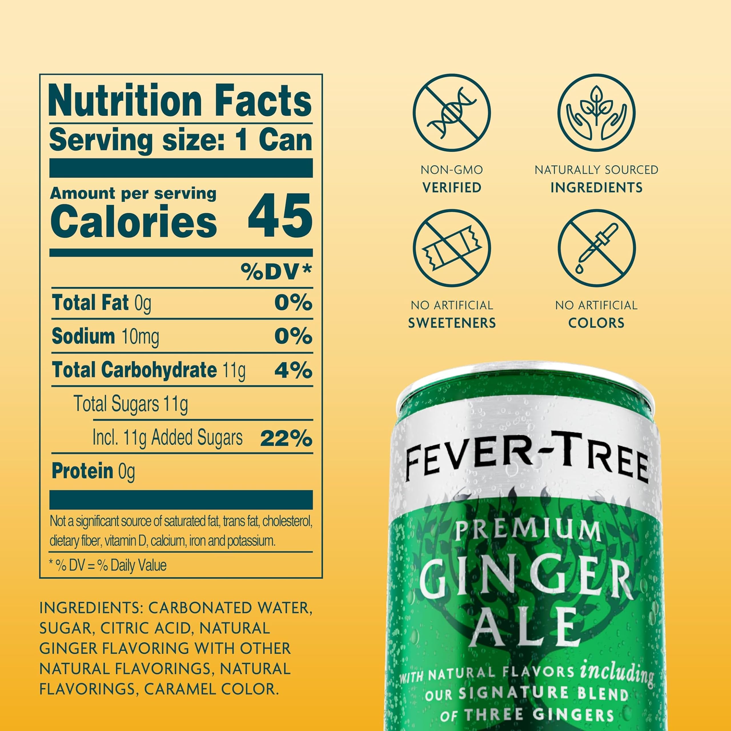 Fever-Tree Ginger Ale with citrus notes enhances spirits and aroma.