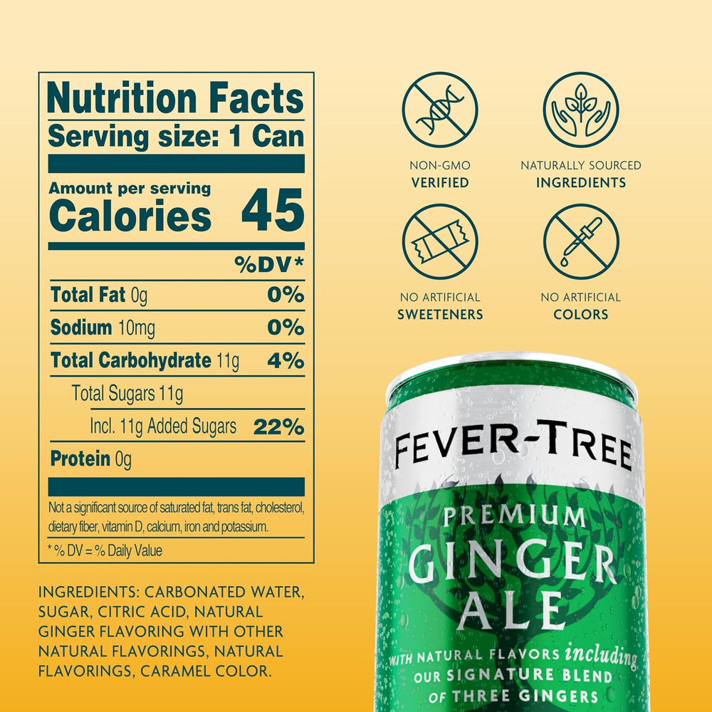 Fever-Tree Ginger Ale with citrus notes enhances spirits and aroma.