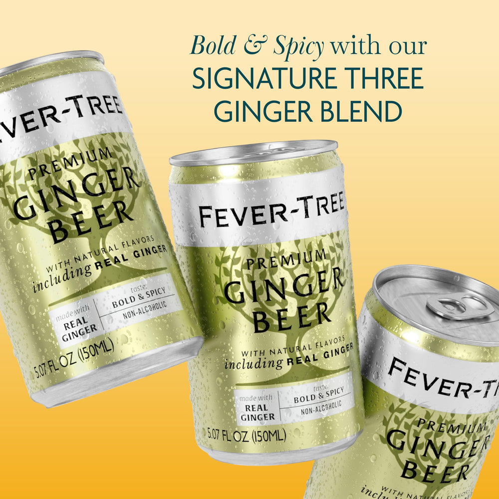Fever-Tree Ginger Beer bottle beside a glass, ideal for entertaining