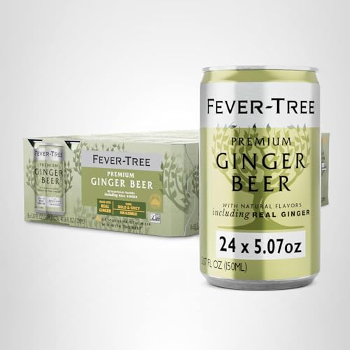 Eight-pack Fever-Tree Ginger Beer on a kitchen counter for gatherings
