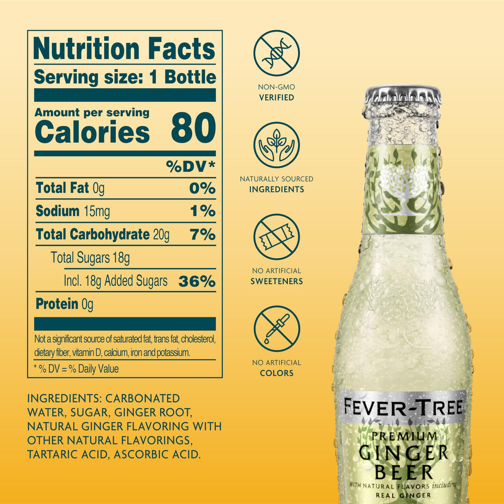 Fever-Tree Ginger Beer being poured, showcasing crisp bubbles for cocktails