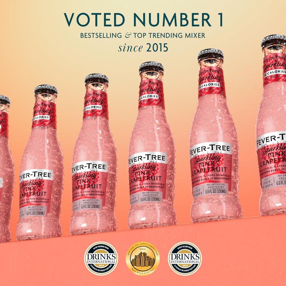 Fever-Tree Sparkling Pink Grapefruit poured into glass for refreshing drinks