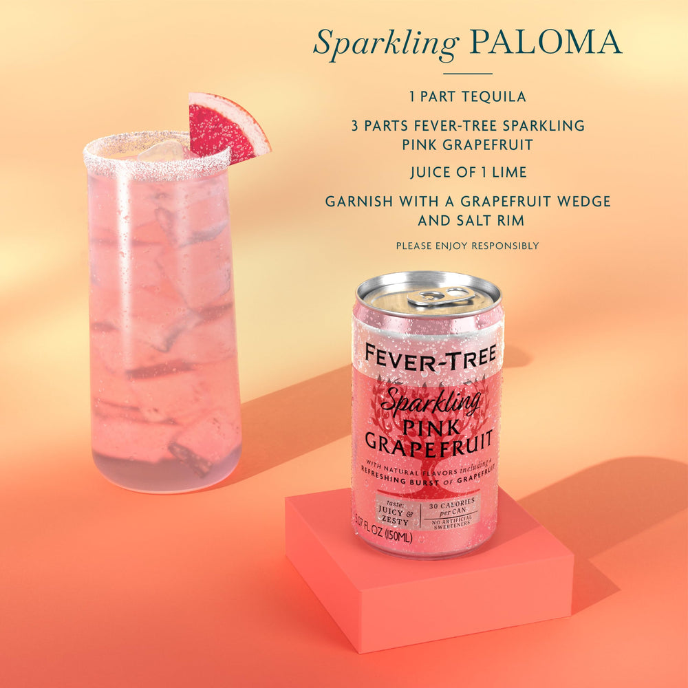 Fever-Tree Pink Grapefruit cocktail idea demonstrates versatile mixer use.