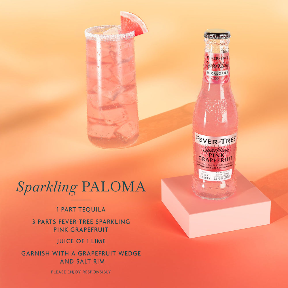 Fever-Tree Sparkling Pink Grapefruit label detail highlights natural ingredients