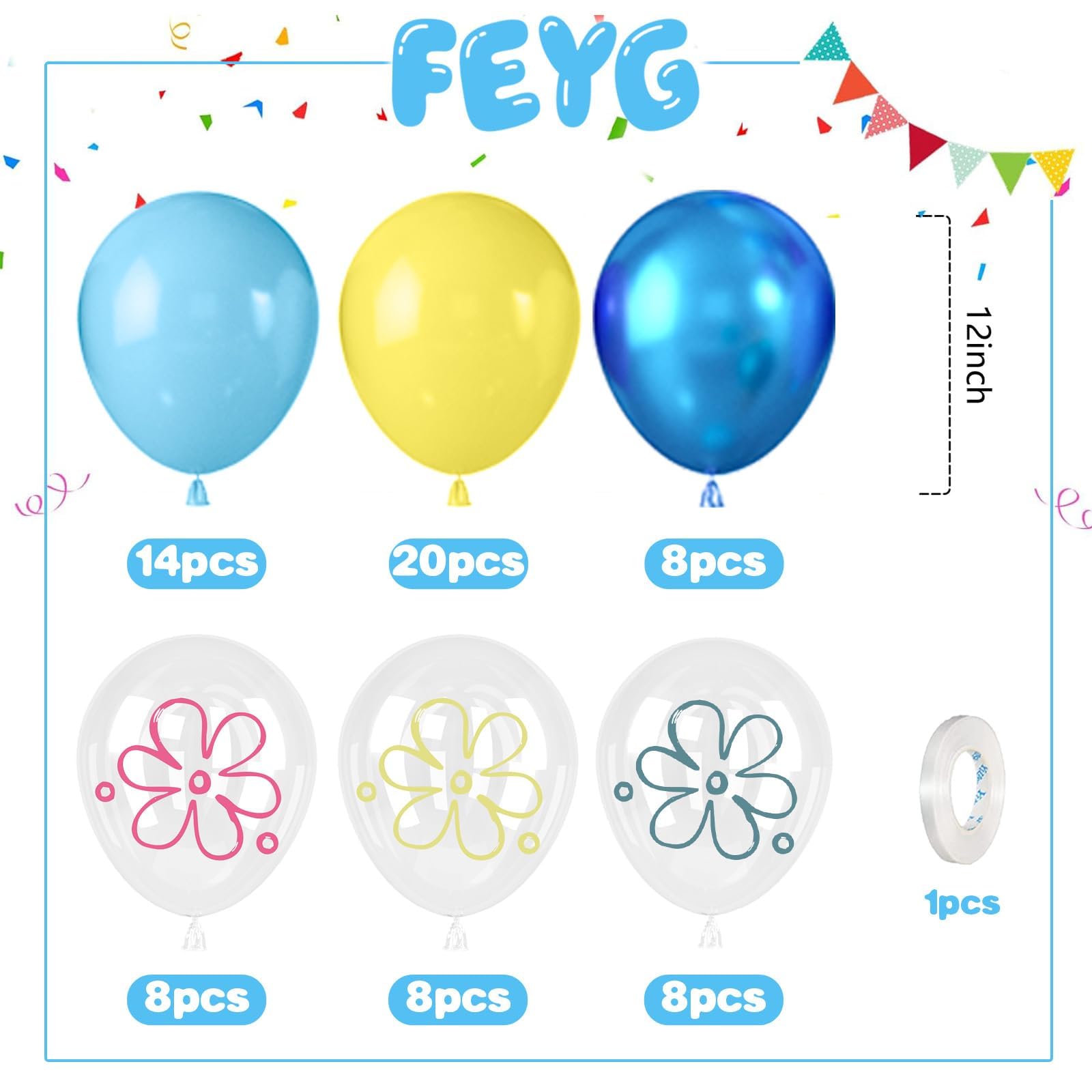 FEYG blue balloon close-up highlighting metallic finish for festive ambience.