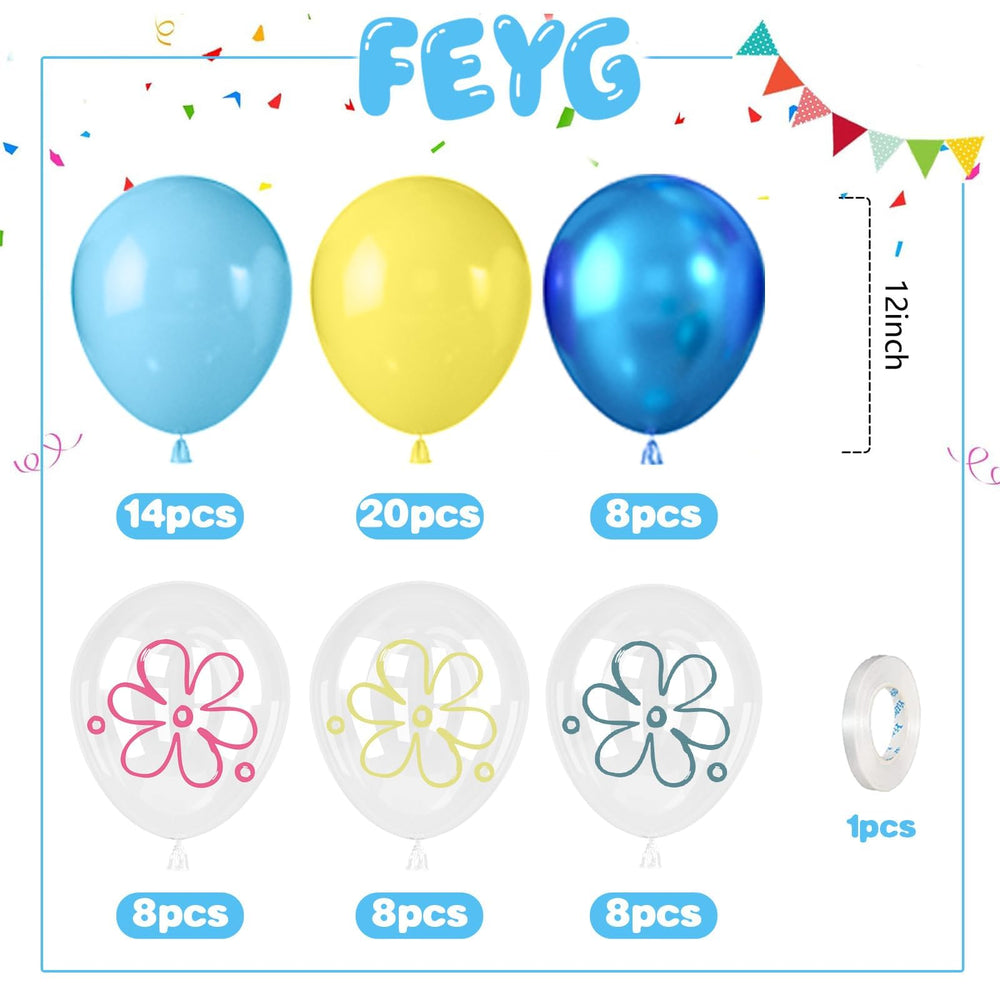 FEYG blue balloon close-up highlighting metallic finish for festive ambience.