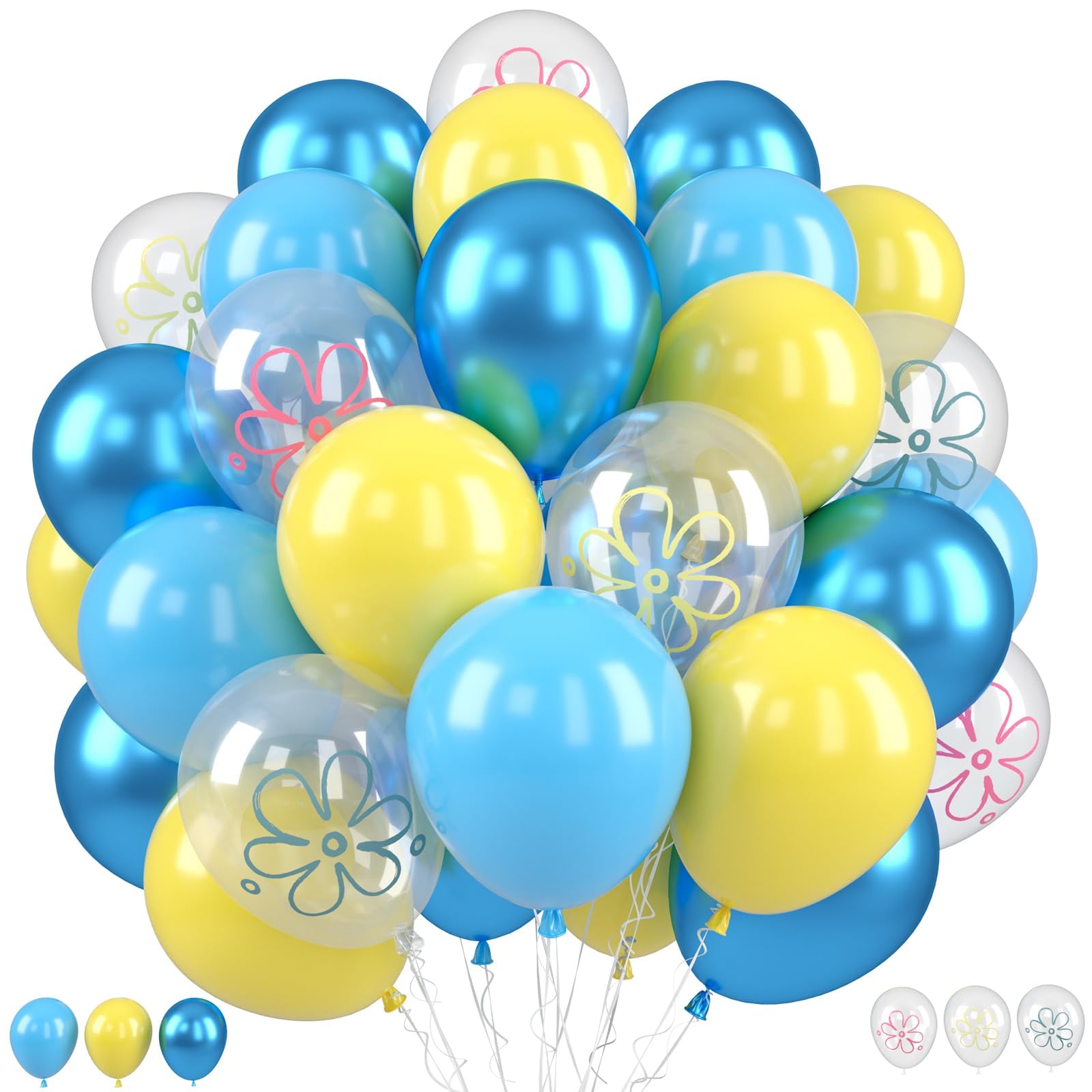FEYG blue 12-inch metallic balloons for chic birthday decorations.