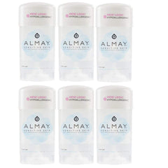 FF Almay Sensitive Skin Clear Gel Fragrance Free deodorant pack of six for daily protection.
