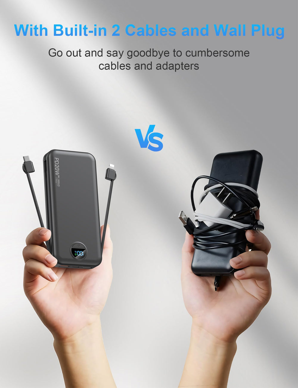 FFNPua compact 10000mAh power bank suitable for daily use and trips.