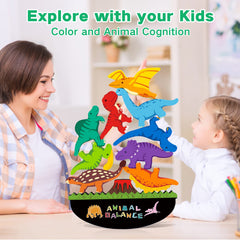 FFTROC black base with dinos encourages balanced stacking and fine motor practice
