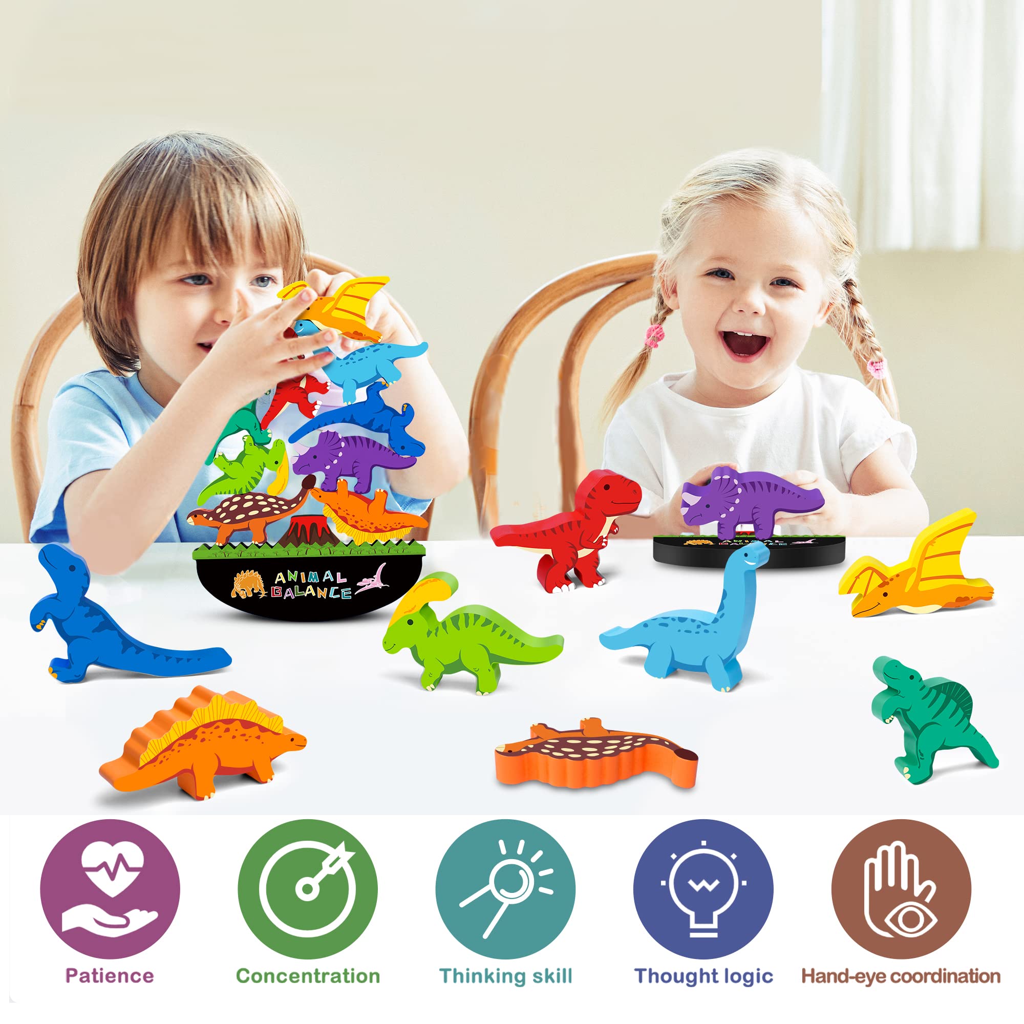 FFTROC colorful dinosaur pieces promote color recognition and imaginative play