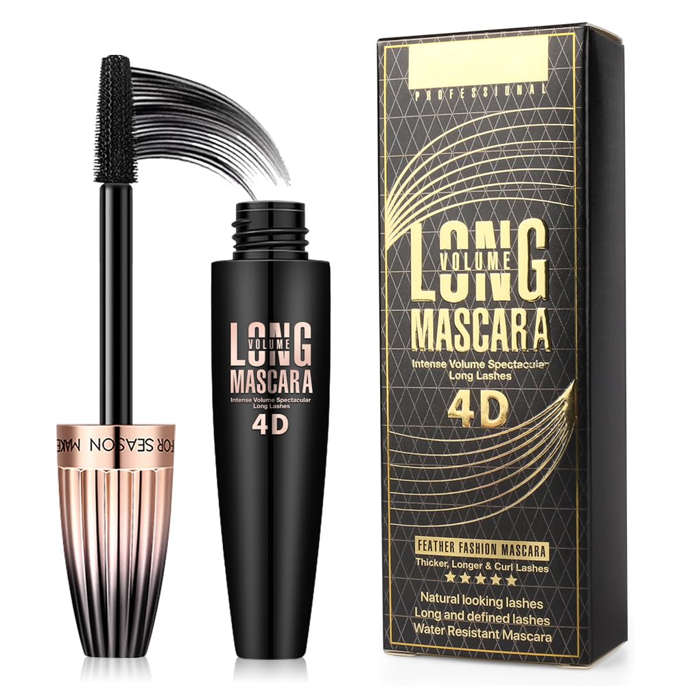 FGHJ 4D Silk Fiber Mascara bottle indicating waterproof, long-lasting formula