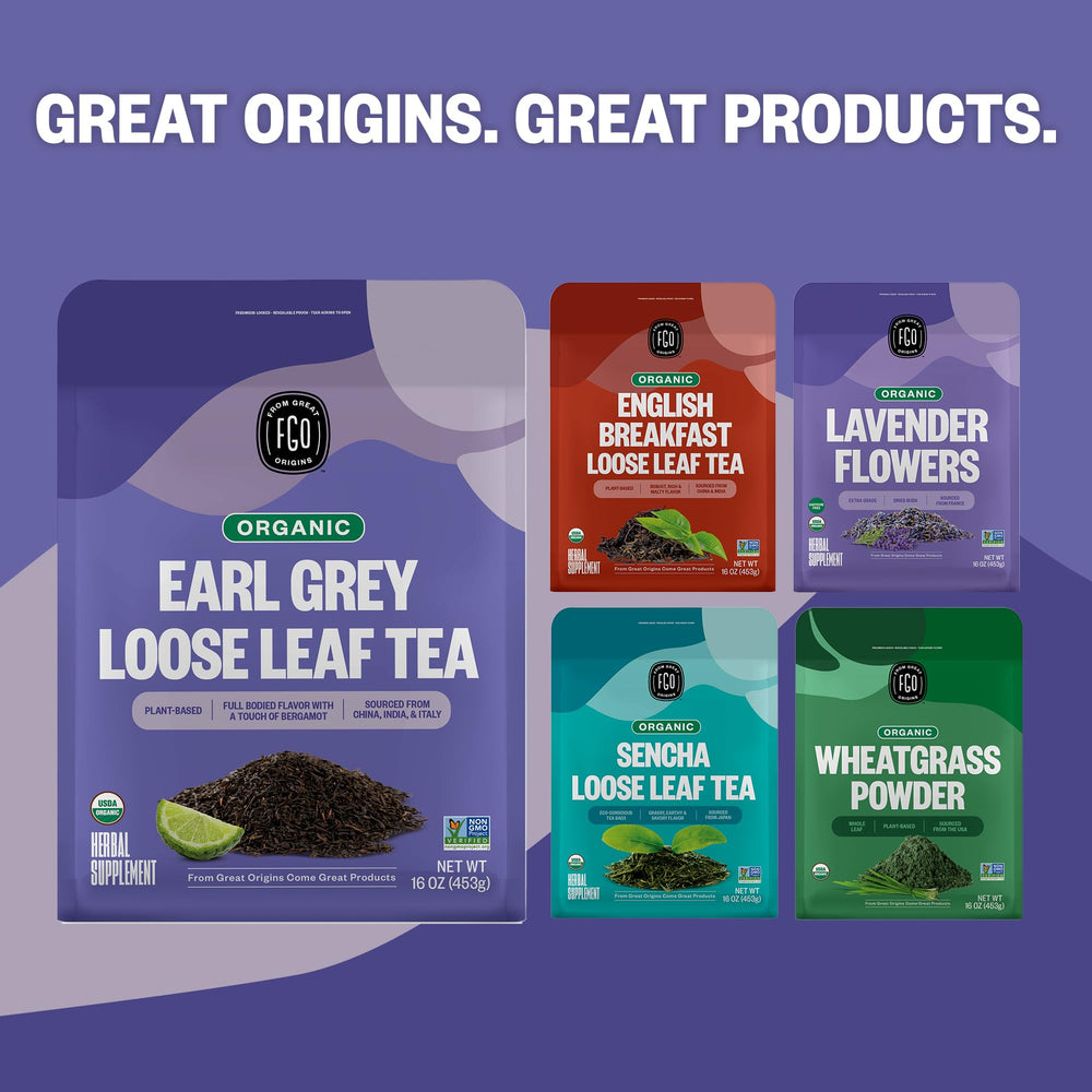 FGO Organic Earl Grey loose leaf tea for flavor-rich cuppings
