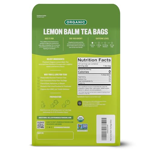 FGO Lemon Balm tea using abaca paper tea bags supports eco-friendly packaging.