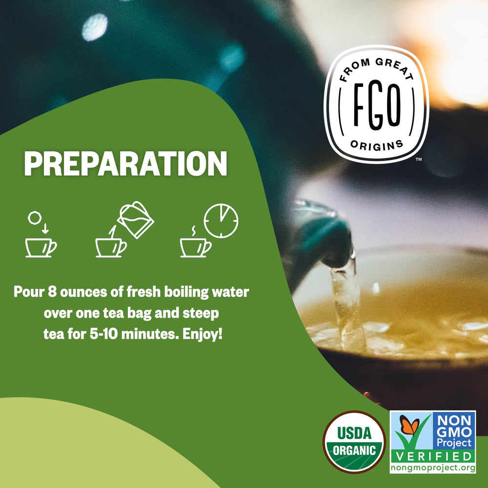 FGO Lemon Balm Tea is caffeine-free, ideal for evenings.