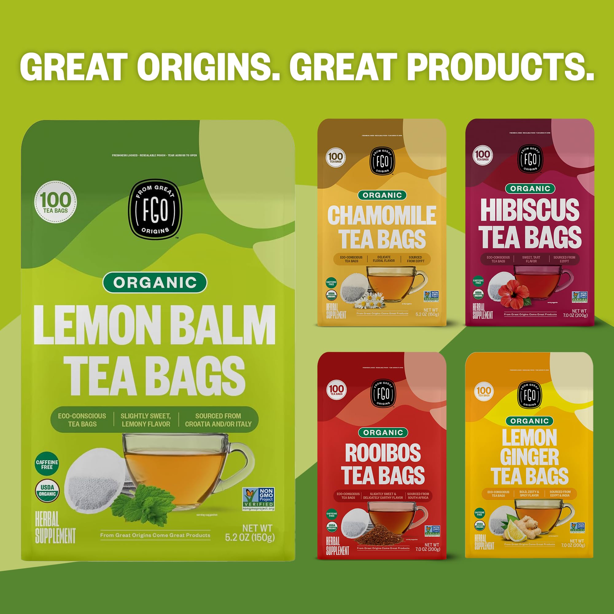 FGO Organic Lemon Balm Tea cup infuser-ready for quick relaxation.
