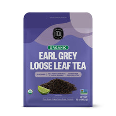 FGO Organic Earl Grey loose-leaf tea in a 16 oz bag for customizable strength