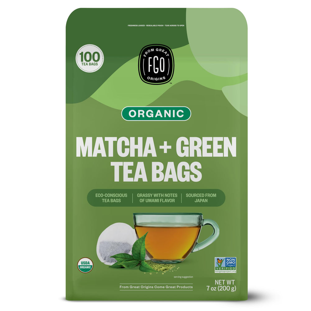 FGO Organic Japanese Matcha Tea Bags for easy, on-the-go tea.