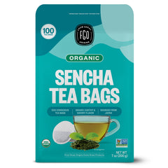 FGO Organic Sencha tea bags in packaging: eco-friendly and convenient for daily tea