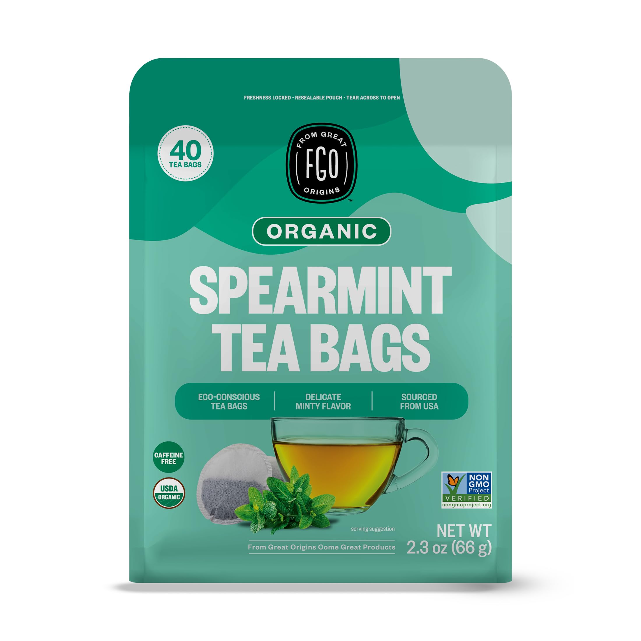 FGO Organic Spearmint Tea bags pack ready to brew a refreshing moment