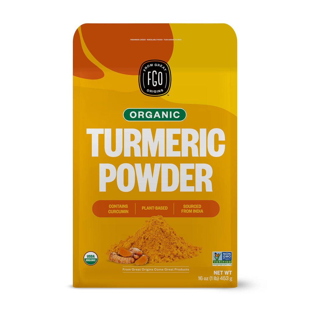 FGO Organic Turmeric Powder bag sealed for freshness and easy reseal.