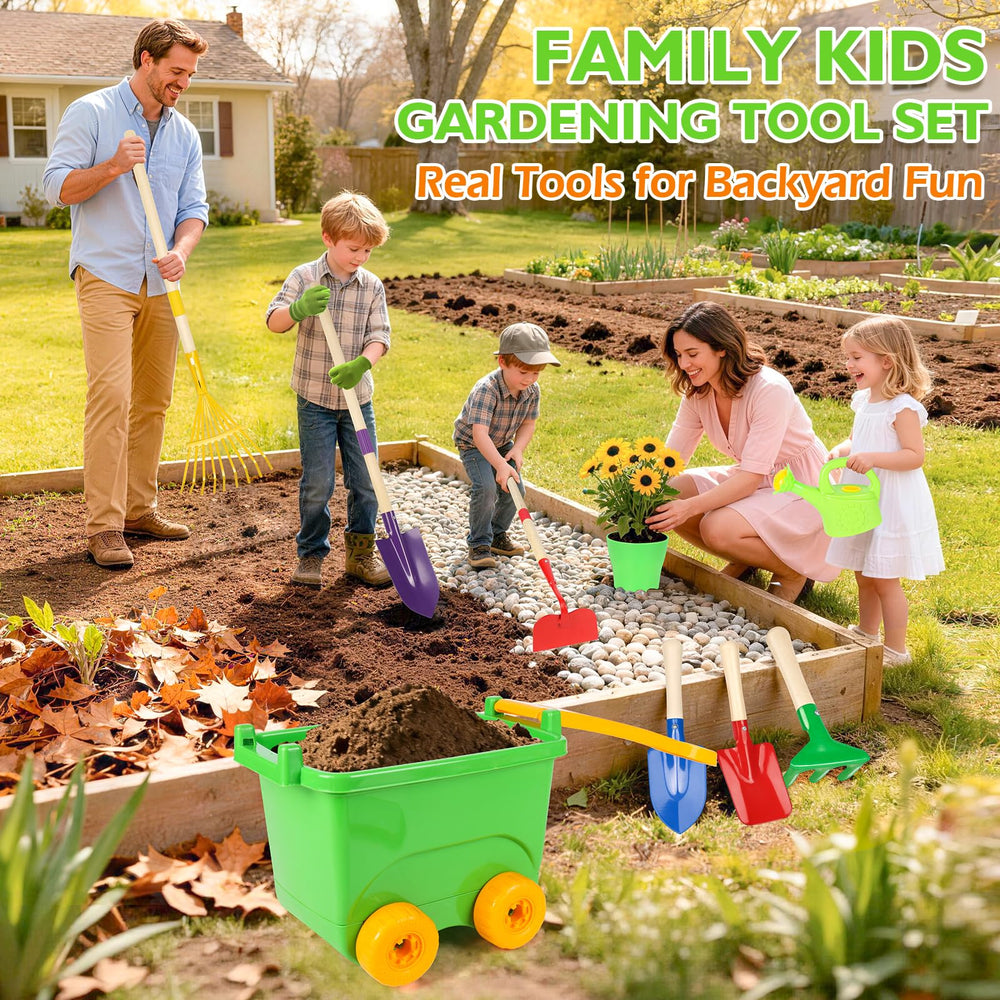 FHOZGECY long-handled garden tools support kid-friendly soil tasks