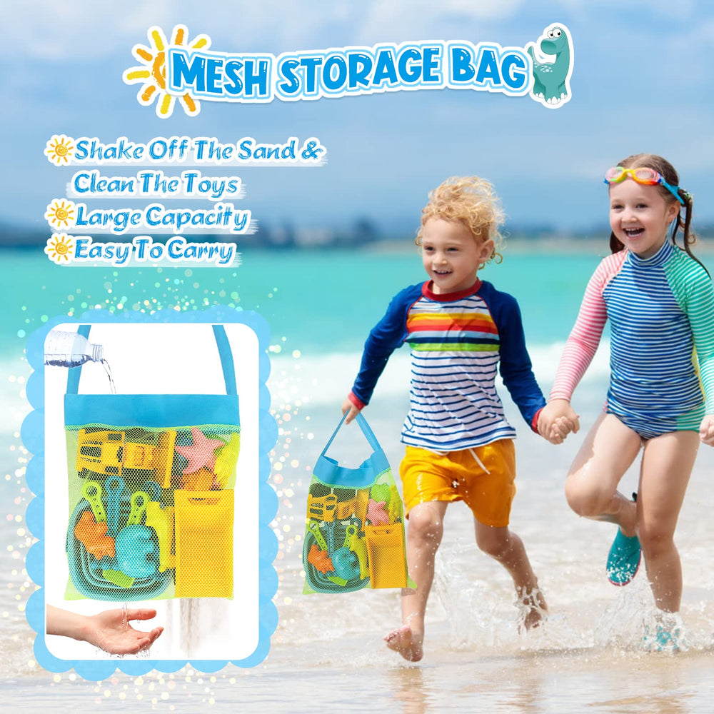 FHOZGECY mesh bag helps dry toys quickly after beach adventures.