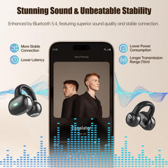 Fhumsh Open Ear Headphones immersive sound with Bluetooth 5.4 for reliable connectivity.