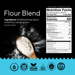 Fiber Gourmet flour being poured to illustrate easy 1:1 substitution in recipes