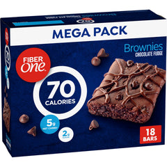 Fiber One 70 Calorie Brownies chocolate fudge bar close-up, fudgy texture for a quick office snack