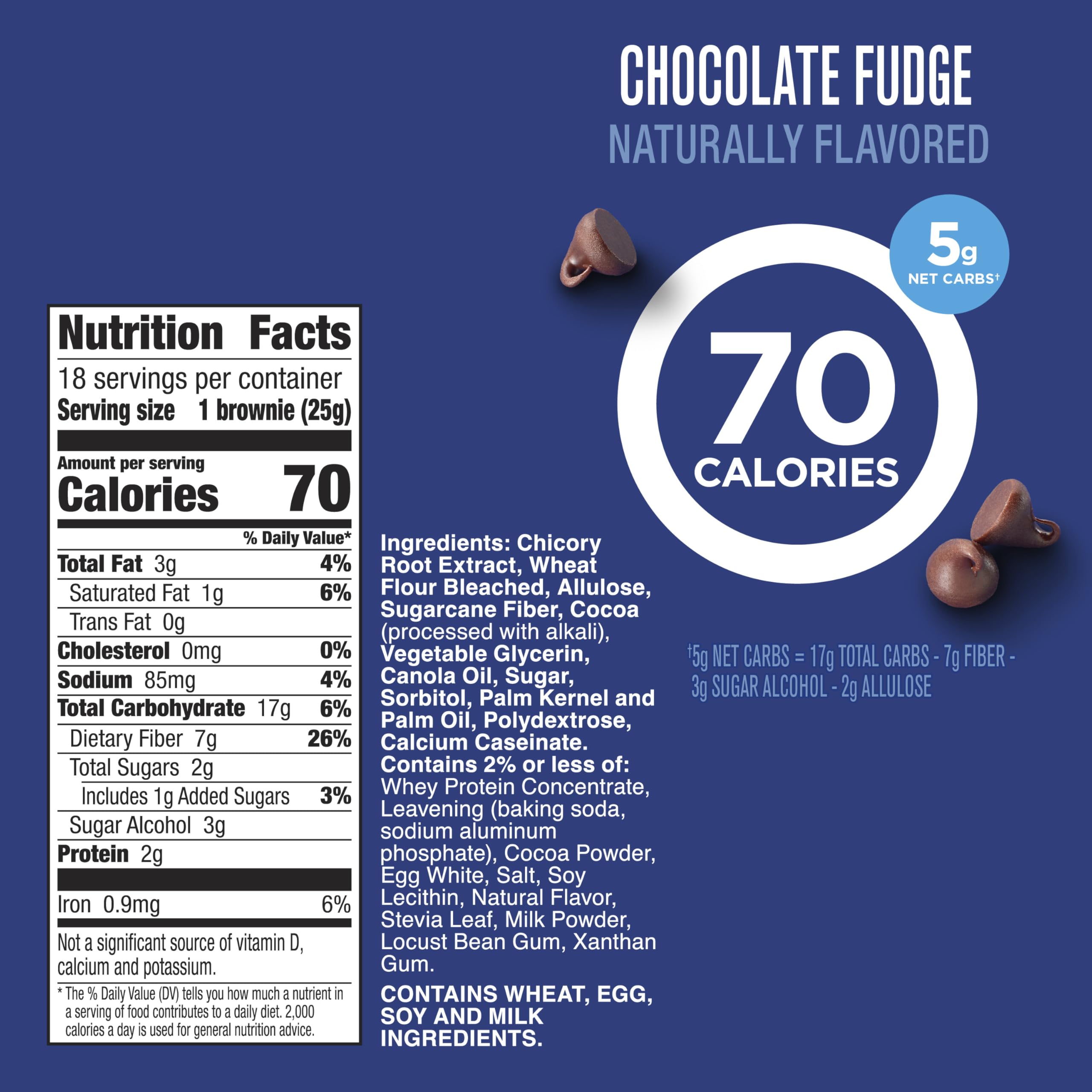 Fiber One 70 Calorie Brownies chocolate fudge bars packaging, convenient mega pack for on-the-go