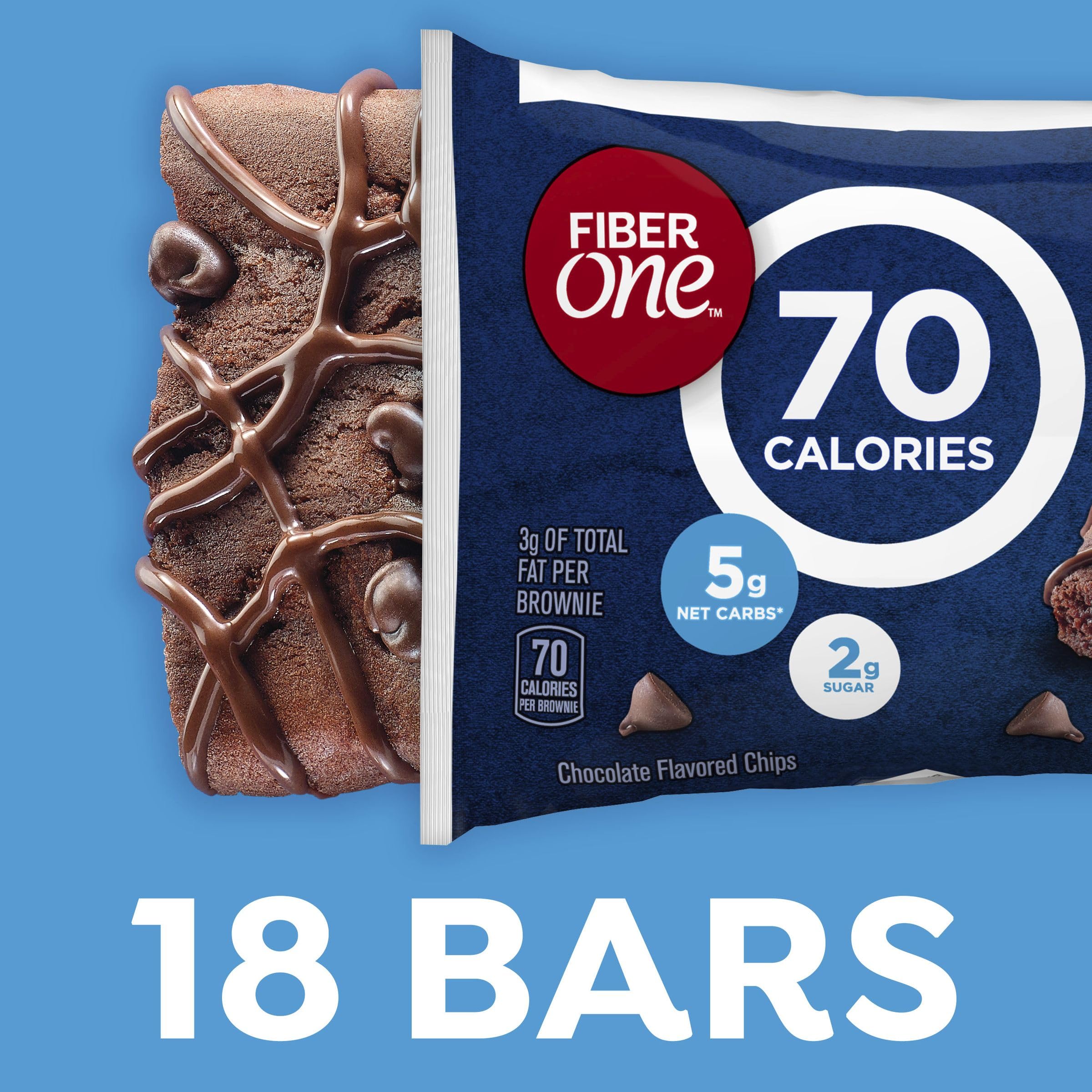 Fiber One Brownies chocolate fudge bar flatlay, showcasing rich flavor and fiber content