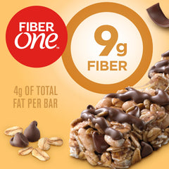 Fiber One chewy bars oats and chocolate pack on shelf, satisfying cravings with fiber