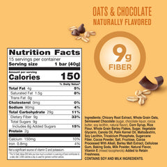 Close-up of Fiber One Chewy Bars with chocolate chips for indulgent flavor.