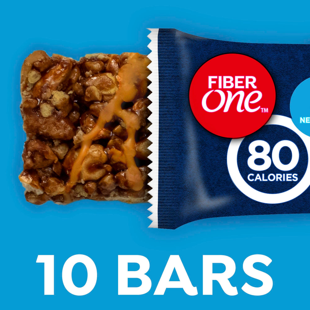 Fiber One on-the-go snack bar on desk, convenient energy for busy mornings.